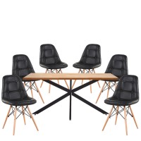 Σετ Τραπεζαρία (6+1) ArteLibre DRYOPIS Μαύρο-Φυσικό-Γκρι Ξύλο-Μέταλλο-Βελούδο 200x100x75cm 14990447 Σετ Τραπεζαρία (6+1) ArteLibre DRYOPIS Μαύρο-Φυσικό-Γκρι Ξύλο-Μέταλλο-Βελούδο 200x100x75cm 14990447