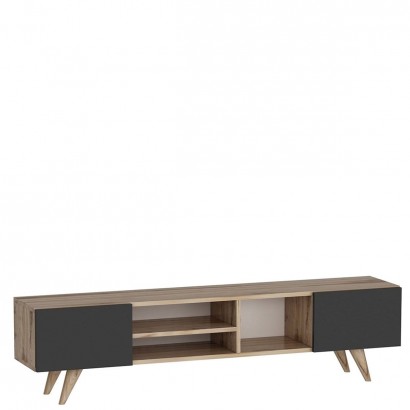 Έπιπλο Τηλεόρασης ArteLibre SKOPELOS Καρυδιά-Μαύρο 160x30x40cm