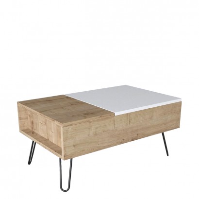 Τραπεζάκι Σαλονιού ArteLibre LIMNOS Φυσικό-Λευκό Μοριοσανίδα-Μελαμίνη 80x50x39cm