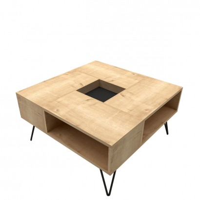 Τραπεζάκι Σαλονιού ArteLibre DONOUSA Δρυς-Μαύρο 80x80x38.6cm