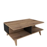 Τραπεζάκι Σαλονιού ArteLibre ALONISOS Καφέ-Μαύρο Μοριοσανίδα-Μελαμίνη 90x60x39cm