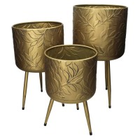 Κασπώ ArteLibre Φύλλο Χρυσό Μέταλλο 25x25x46.5cm Σετ 3Τμχ