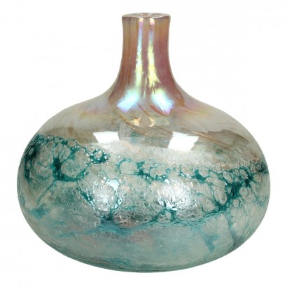 Βάζο ArteLibre Τιρκουάζ Γυαλί 24x24x22cm Βάζο ArteLibre Τιρκουάζ Γυαλί 24x24x22cm