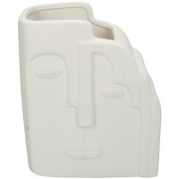 Βάζο ArteLibre Πρόσωπο Λευκό Κεραμικό 14.5x9x17cm Βάζο ArteLibre Πρόσωπο Λευκό Κεραμικό 14.5x9x17cm