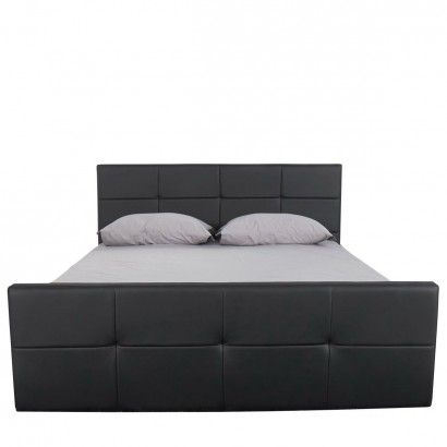 Κρεβάτι ArteLibre ANEMONE Μαύρο PU Με Αποθηκευτικό Χώρο 217.5x170.5x100cm(Στρώμα 160x200cm)