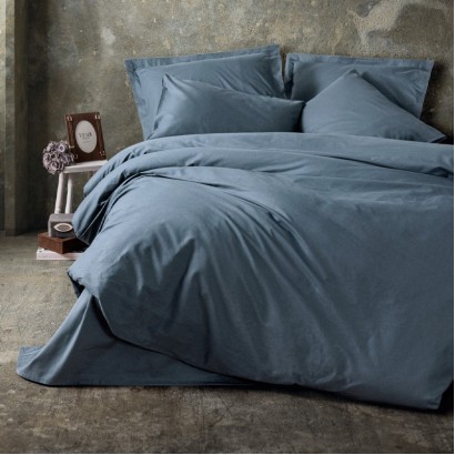 Σετ παπλωματοθήκη Plain Cotton Box 4 τμχ Διπλή (200x220) χρώμα ανθρακί