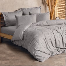 Σετ παπλωματοθήκη Plaid Cotton Box 3 τμχ Μονή (160x220) χρώμα γκρι