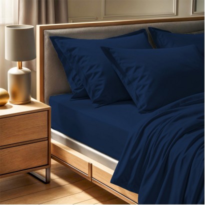 Σεντόνι Tonne Cotton Box Διπλό (240x260) χρώμα σκούρο μπλε