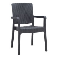 Πολυθρόνα κήπου πολυπροπυλενίου με πλέξη ραττάν χρώμα μαύρο 56x60x86,5εκ.