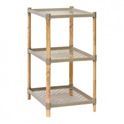 Ραφιέρα δαπέδου πλαστική - ξύλινη χρώμα φυσικό - μπεζ 45x38x79εκ.