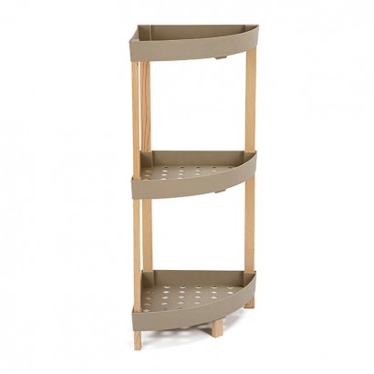 Ραφιέρα δαπέδου γωνιακή πλαστική - ξύλινη χρώμα φυσικό - μπεζ 44x32x79εκ.