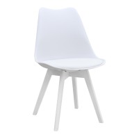 Καρέκλα τραπεζαρίας Viva Megapap PP - PU λευκό - ξύλινο λευκό πόδι 48,5x54x80εκ.
