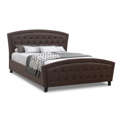 Κρεβάτι Alexia Megapap υφασμάτινο χρώμα σκούρο καφέ 160x200εκ.