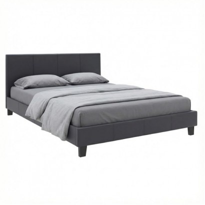 Κρεβάτι Flat Megapap από τεχνόδερμα χρώμα μαύρο ματ 150x200εκ. Κρεβάτι Flat Megapap από τεχνόδερμα χρώμα μαύρο ματ 150x200εκ.