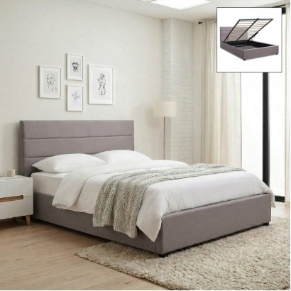 Κρεβάτι Olmo Megapap βελούδινο με αποθηκευτικό χώρο χρώμα γκρι 160x200εκ.