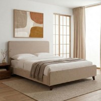 Κρεβάτι Ovelia Megapap υφασμάτινο χρώμα μπεζ 160x200εκ.