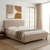 Κρεβάτι Ovelia Megapap υφασμάτινο χρώμα μπεζ 150x200εκ.