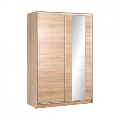 Ντουλάπα ρούχων Slide Megapap συρόμενη με καθρέπτη χρώμα sonoma 120x52x182εκ.