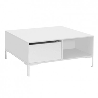 Τραπεζάκι σαλονιού Slide Megapap χρώμα λευκό 90x90x42εκ.