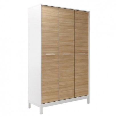 Ντουλάπα ρούχων London Megapap τρίφυλλη χρώμα oak - λευκό 120x52x202εκ.