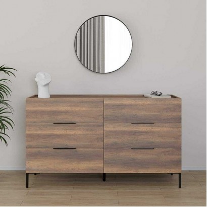 Συρταριέρα Oryana Megapap χρώμα καρυδί 140x44x81εκ.