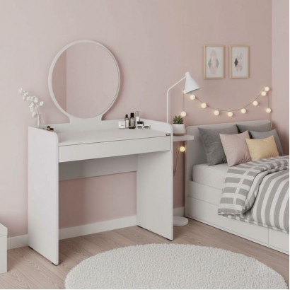 Τουαλέτα με καθρέπτη Curve Megapap χρώμα λευκό 90x47x142εκ. Τουαλέτα με καθρέπτη Curve Megapap χρώμα λευκό 90x47x142εκ.