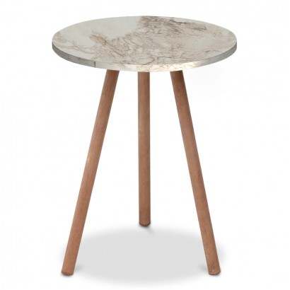 Τραπεζάκι βοηθητικό Roma Megapap χρώμα μπεζ εφέ μαρμάρου 33,5x33,5x46εκ.
