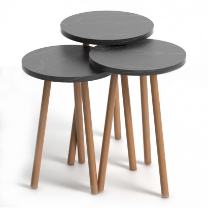 Τραπεζάκια βοηθητικά Roma Megapap χρώμα σκούρο εφέ μαρμάρου