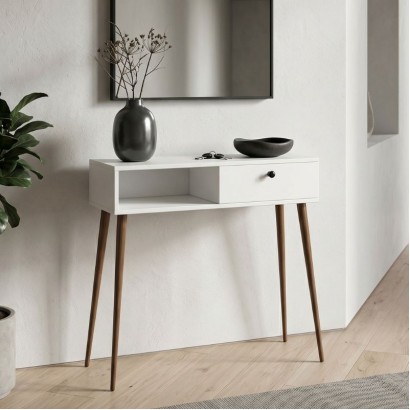 Κονσόλα Napoli Megapap χρώμα λευκό 90x29x88εκ.