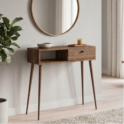 Κονσόλα Napoli Megapap χρώμα καρυδί 90x29x88εκ.