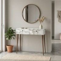 Κονσόλα Alis Megapap χρώμα λευκό εφέ μαρμάρου 110x29x88εκ.