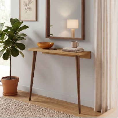 Κονσόλα επιτοίχια Moca Megapap χρώμα sapphire oak 60x22x77εκ.