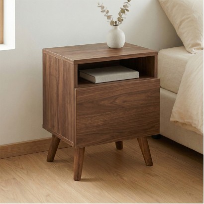 Κομοδίνο Sole Megapap χρώμα καρυδί 40x30x47,6εκ.