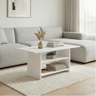 Τραπεζάκι σαλονιού Dallas Megapap χρώμα λευκό 70x50x45εκ.