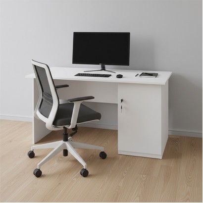 Γραφείο εργασίας με κλειδαριά Moto Megapap χρώμα λευκό 120x80x75εκ.