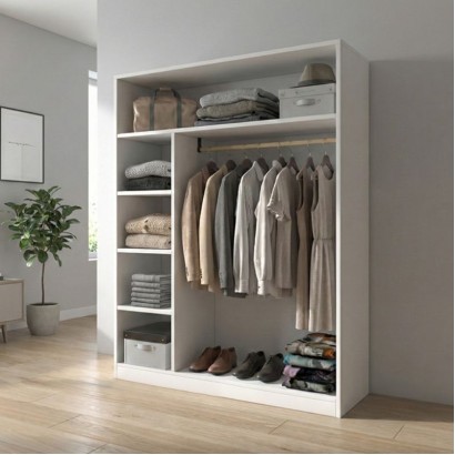 Ντουλάπα ρούχων ανοιχτή - Έπιπλο εισόδου Sandra Megapap χρώμα λευκό 120x40x150εκ.