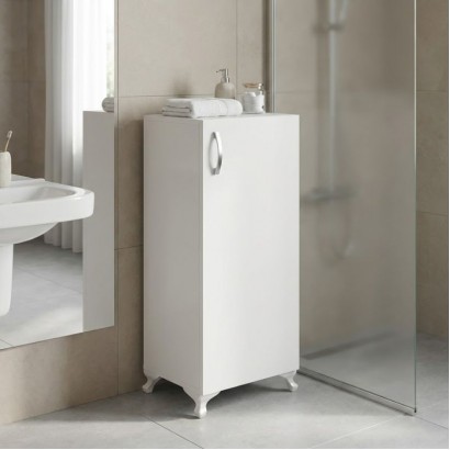 Ντουλάπι κουζίνας - μπάνιου Mine Megapap χρώμα λευκό 30x32x88εκ.