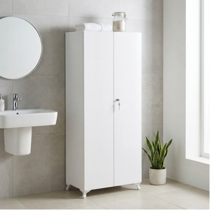 Ντουλάπα - Παπουτσοθήκη Cilem Megapap με κλειδαριά χρώμα λευκό 70x32x188εκ.