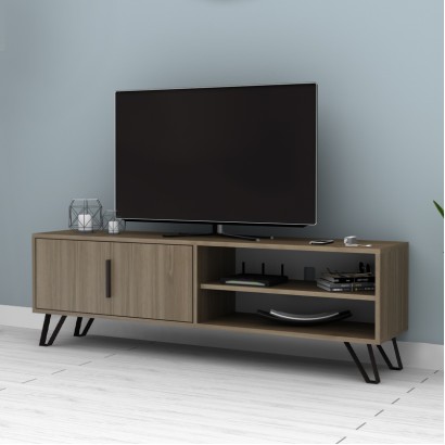 Έπιπλο τηλεόρασης Foot Megapap χρώμα καρυδί 160x35x49εκ.