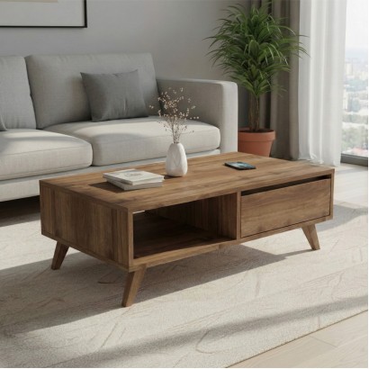 Τραπεζάκι σαλονιού Aster Megapap χρώμα καρυδί 120x56x40εκ.