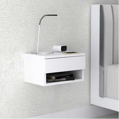 Κομοδίνο επιτοίχιο Mary Megapap χρώμα λευκό 40x30x23εκ.