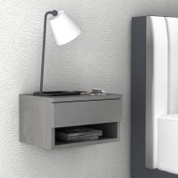 Κομοδίνο επιτοίχιο Mary Megapap χρώμα γκρι σκυροδέματος 40x30x23εκ.