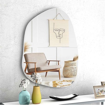 Καθρέπτης τοίχου Denza Megapap χρώμα λευκό 100x80x2,2εκ.