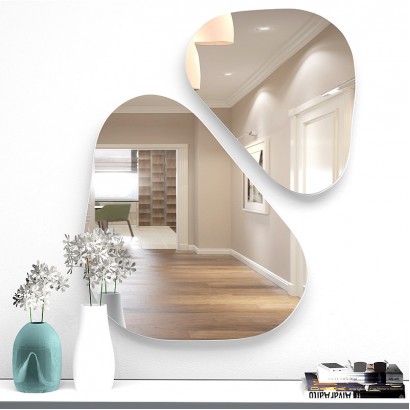 Σετ καθρεπτών τοίχου Leista Megapap 2 τμχ. χρώμα λευκό 65x58x2,2εκ.