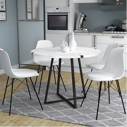 Τραπέζι Rubes Megapap χρώμα λευκό - ανθρακί 100x100x78εκ.