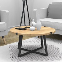 Τραπεζάκι σαλονιού Mauricio Megapap χρώμα φυσικό οξιάς - ανθρακί 78x78x43εκ.