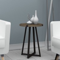 Τραπεζάκι βοηθητικό Pedro Megapap χρώμα καρυδί - ανθρακί 44x44x58εκ.