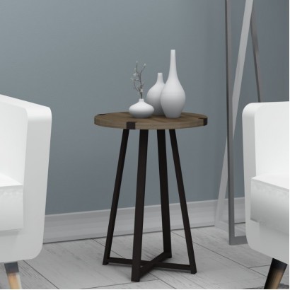 Τραπεζάκι βοηθητικό Pedro Megapap χρώμα καρυδί - ανθρακί 44x44x58εκ.