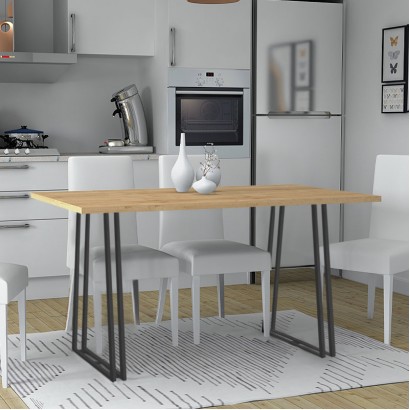 Τραπέζι Gable Megapap χρώμα φυσικό οξιάς - ανθρακί 140x80x76εκ.