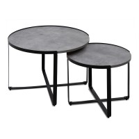 Σετ τραπεζάκια σαλονιού Davis Megapap 2τμχ. χρώμα γκρι σκυροδέματος 70x69x46εκ.